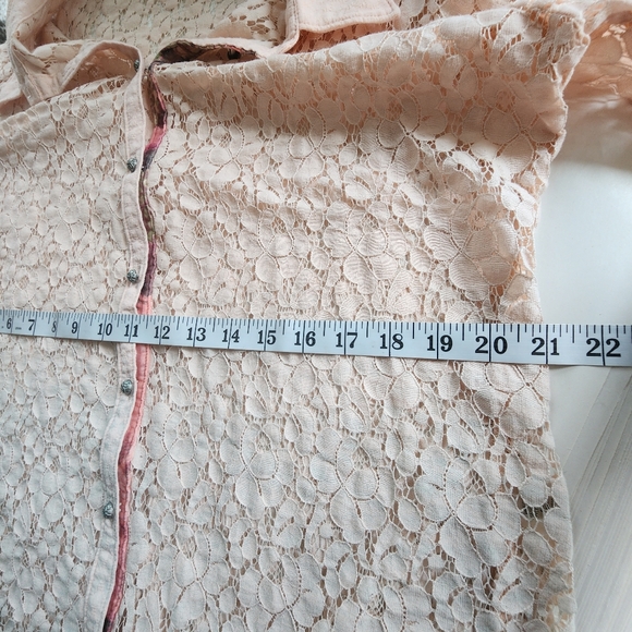 Soft Surroundings Aurelie Dip Dye Eyelet Ombre Lace Button Down Tunic Size Large - Picture 14 of 16